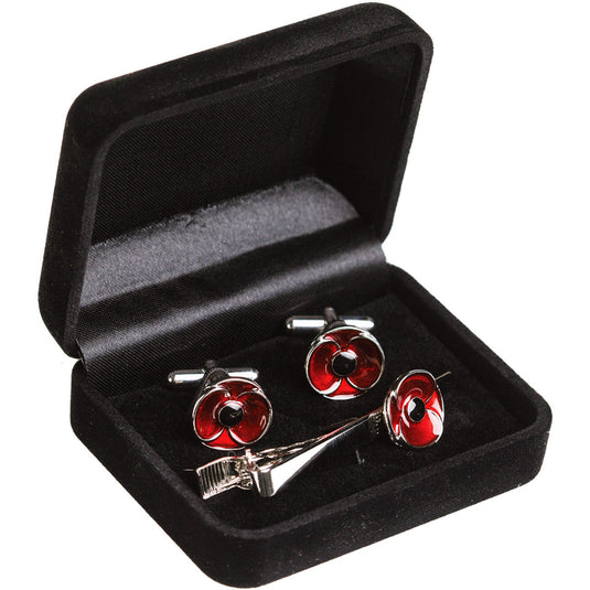 Poppy Recollections Tie Bar & Cufflink Set - Cadetshop