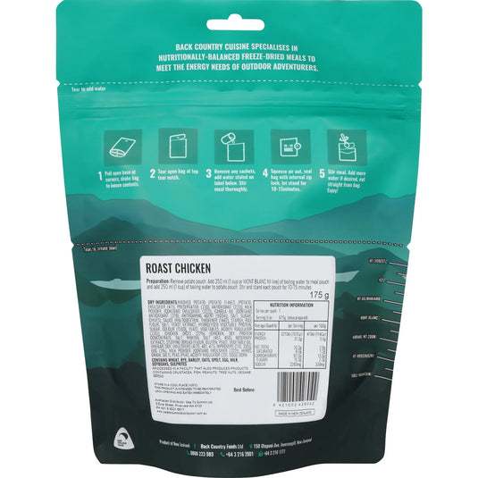 Back Country Freeze Dried Camp Rations Meal - Roast Chicken - Cadetshop