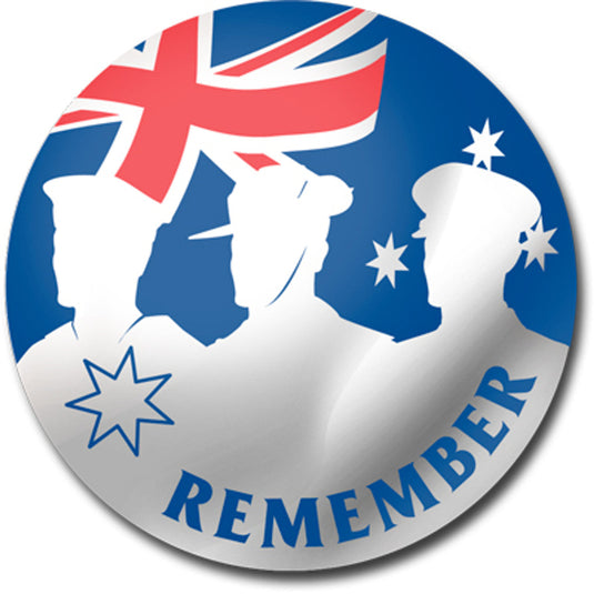 Commemoration Remember Round Mylar Sticker 90mm - Cadetshop