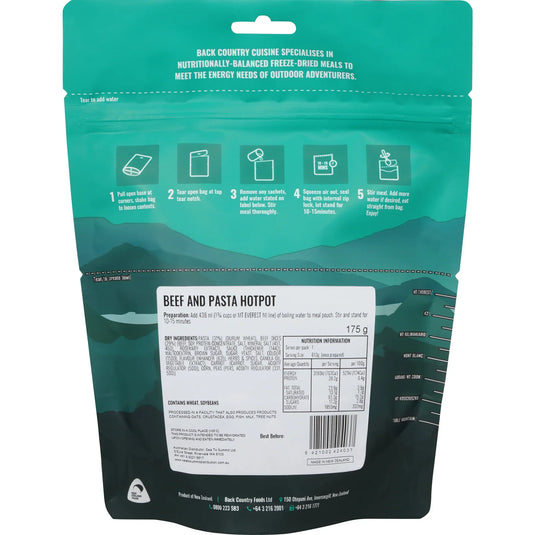 Back Country Freeze Dried Camp Rations Meal - Beef and Pasta Hotpot - Cadetshop