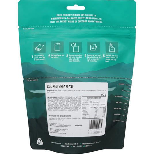 Back Country Freeze Dried Breakfast Meals - Cooked Breakfast - Cadetshop