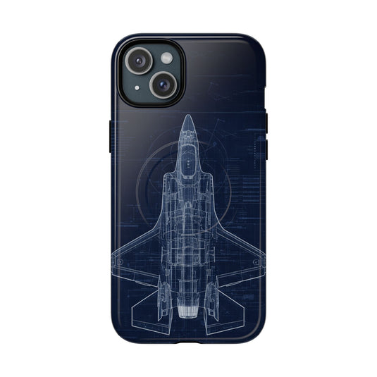 F-35 Blueprint Tech Drawing Phone Case Air Force Collection - Cadetshop
