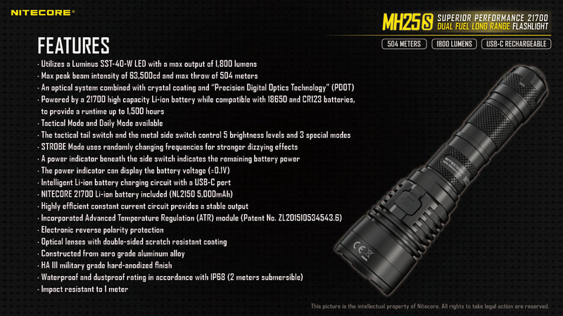 Load image into Gallery viewer, Nitecore MH25S 1800 Lumen Kit - Cadetshop
