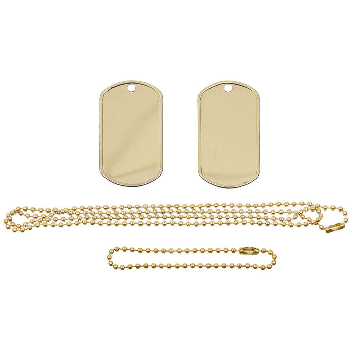 Military Dog Tags - Gold with Chain - Cadetshop