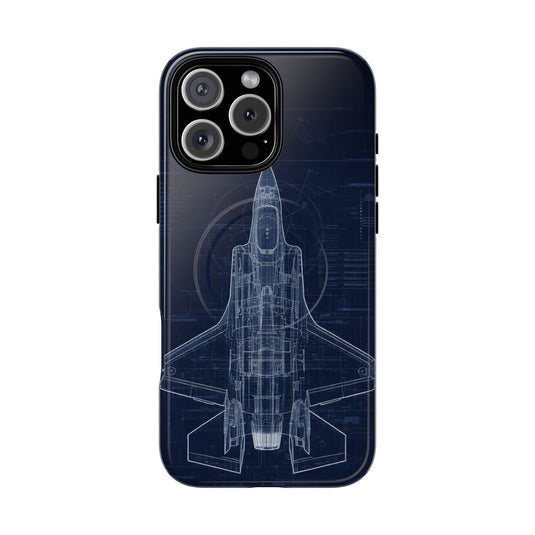 F-35 Blueprint Tech Drawing Phone Case Air Force Collection - Cadetshop