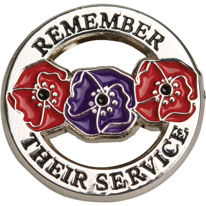 Remember Red & Purple Poppy Pin