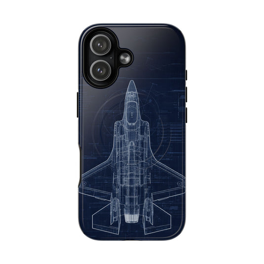 F-35 Blueprint Tech Drawing Phone Case Air Force Collection - Cadetshop