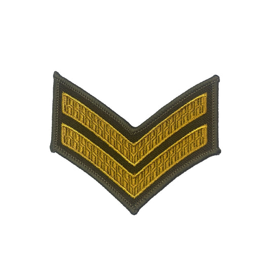 Army Chevron Rank Insignia 2 Stripe Gold on Khaki