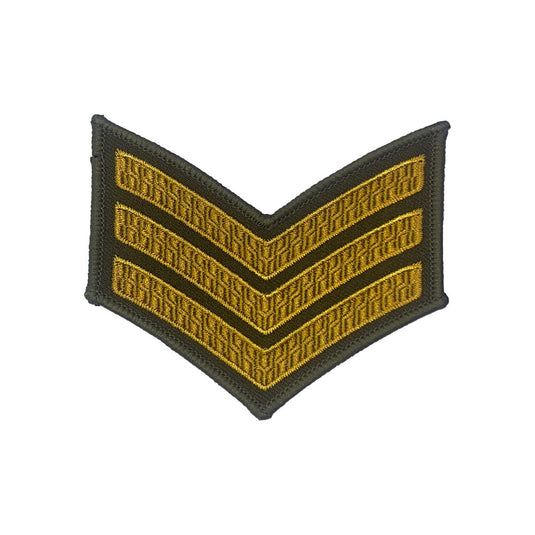 Army Chevron Rank Insignia 3 Stripe Gold on Khaki