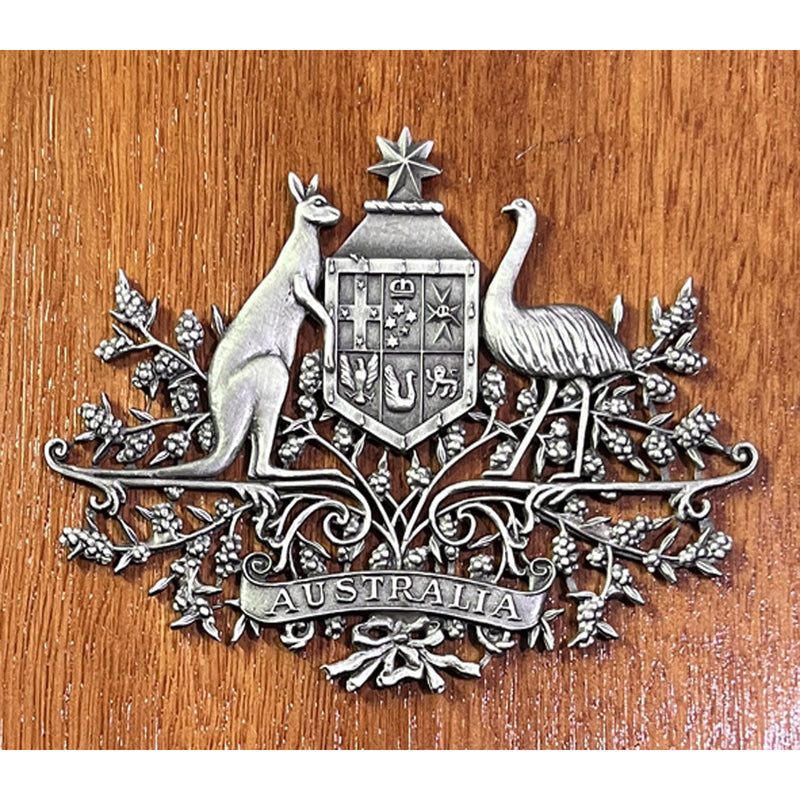 Load image into Gallery viewer, Presentation Plaque Australian Coat of Arms Plaque Large Pewter
