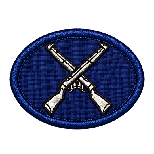Embroidered Australian Made Cross Rifle Patch on Blue