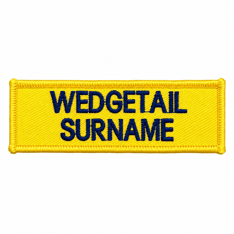 Load image into Gallery viewer, Custom Embroidered Responder Name Tag Blue on Yellow 90 x 25 - Cadetshop
