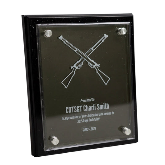 Custom Presentation Plaque Cross Rifle Marksman Acrylic