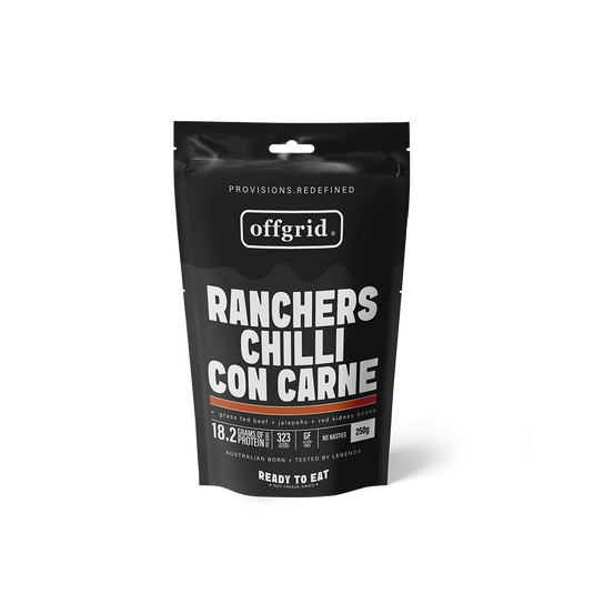 Rations Meal Ready to Eat Single Serve MRE Offgrid Ranchers Chilli Con Carne