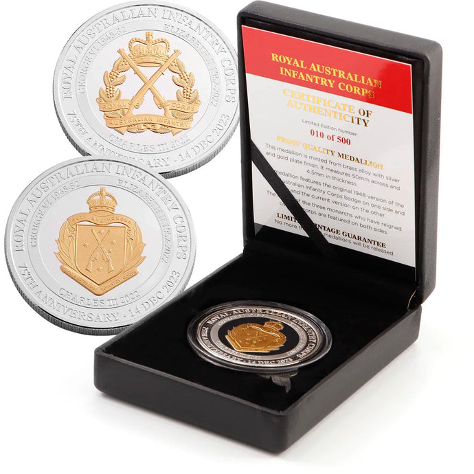 RAinf 75th Medallion in Box - Cadetshop