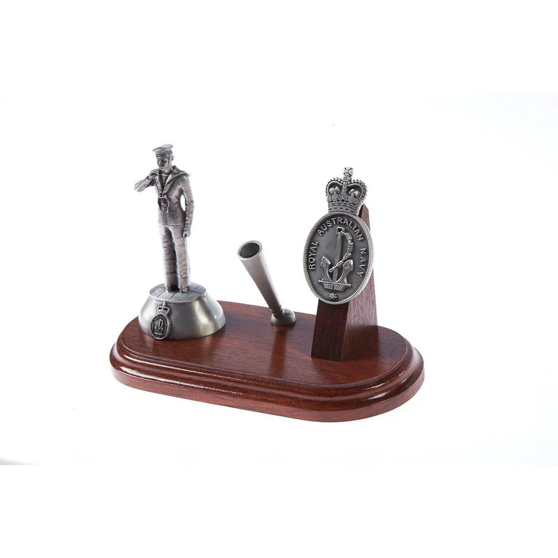 Load image into Gallery viewer, Desk Set Pewter Royal Australian Navy Desk Set with Sailor
