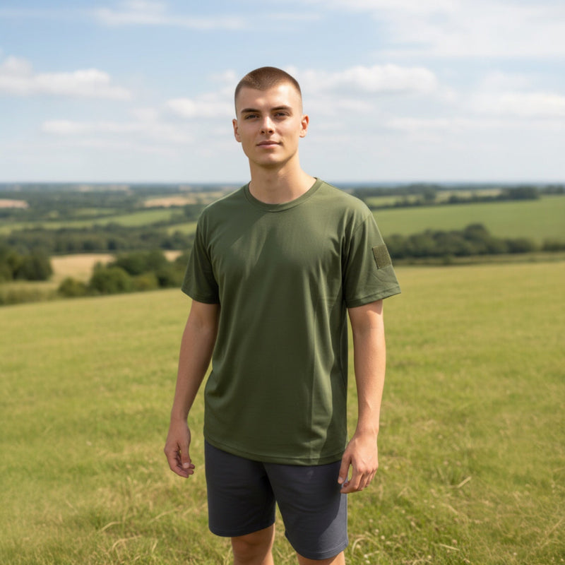 Load image into Gallery viewer, Quick Dry Olive 4 Way Stretch with Hook and Loop Shoulder Patch
