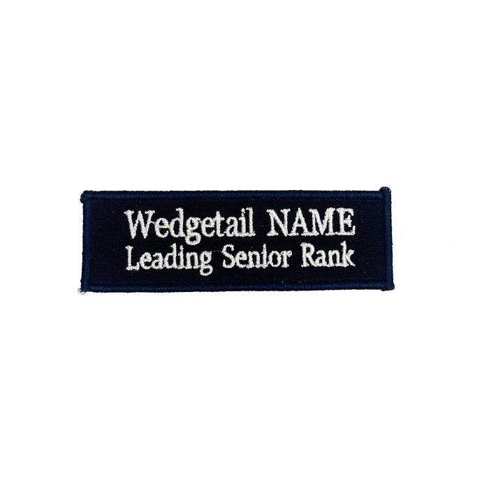 Custom Embroidered Police Name Tag White on Blue 2 Line 90x25 - Cadetshop