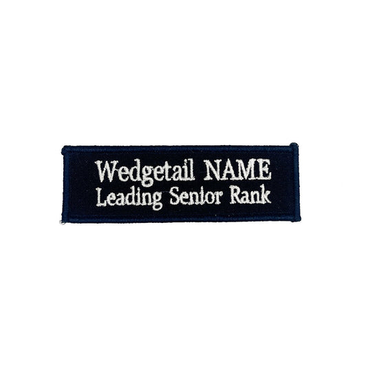 Custom Embroidered Police Name Tag White on Blue 2 Line 90x25 - Cadetshop