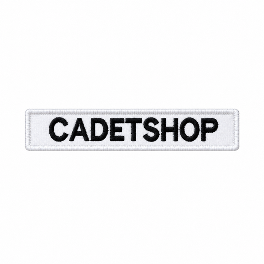 Custom Embroidered Personalised Name Tag Black on White Catering Dress