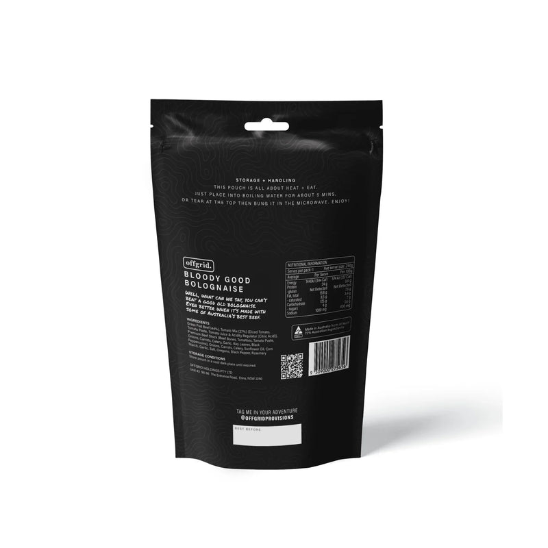 Load image into Gallery viewer, Rations Meal Ready to Eat Single Serve MRE Offgrid Bloody Good Bolognaise
