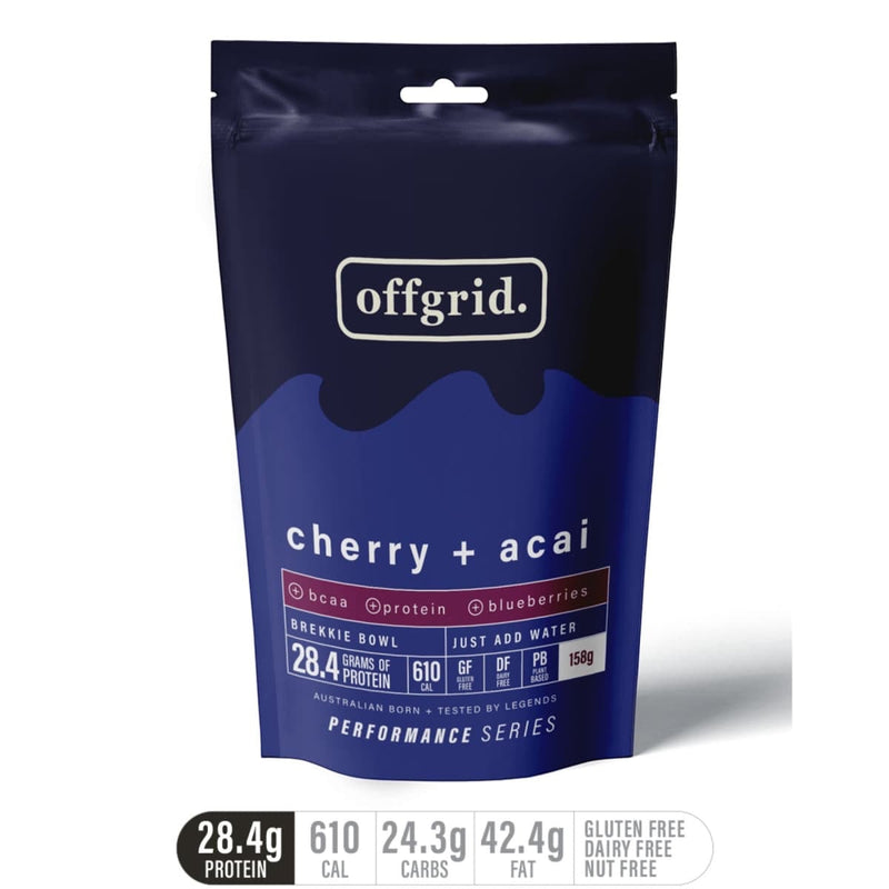 Load image into Gallery viewer, Cadetshop Offgrid Performance Series Cherry Acai breakfast bowl MRE pouch with plant-based protein and BCAAs
