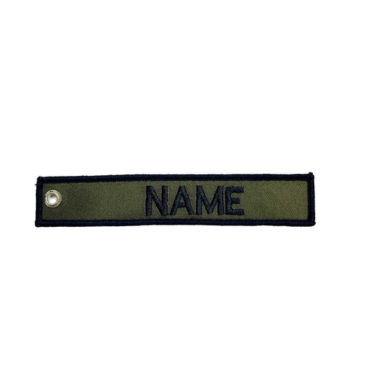 Custom Embroidered Personalised Key Tag Olive - Cadetshop