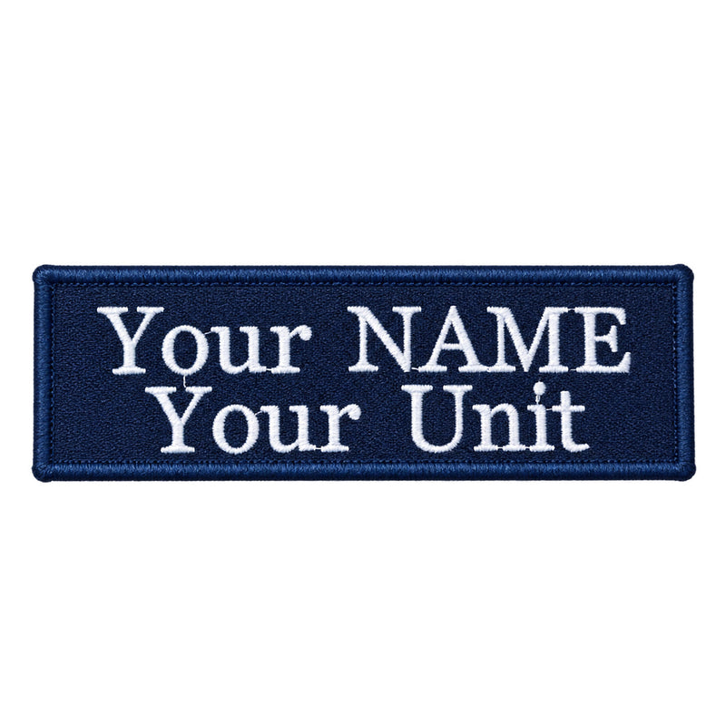 Load image into Gallery viewer, Custom Embroidered Police First Responder ILAV Style Name Tag 100 x 30 mm 2 Line Times Font - Cadetshop

