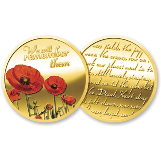 Gold Plated Poppy Medallion In Gift Box - Cadetshop