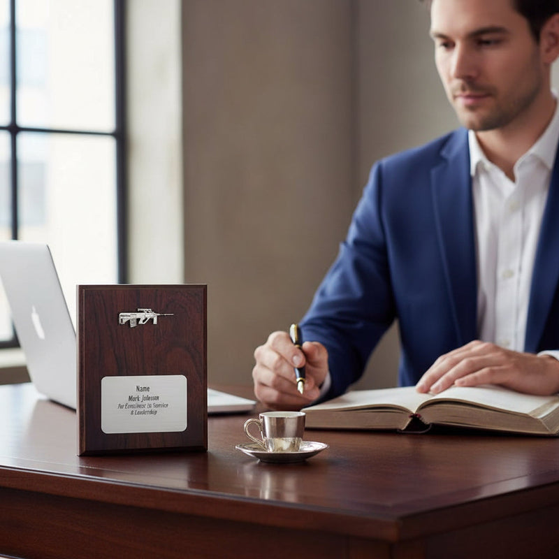 Load image into Gallery viewer, Custom Presentation Plaque Marksman Silver Steyr - Cadetshop
