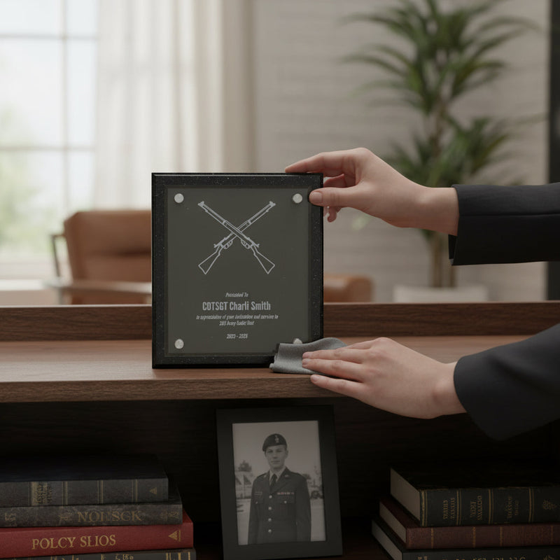 Load image into Gallery viewer, Custom Presentation Plaque Cross Rifle Marksman Acrylic
