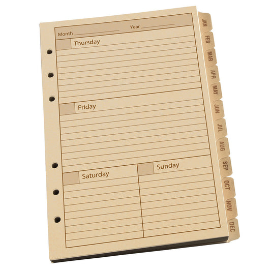 Rite in the Rain Standard Weekly Planner Refill 4.625" x 7" with 6 Hole Punch - Tan - 1 Year - Cadetshop